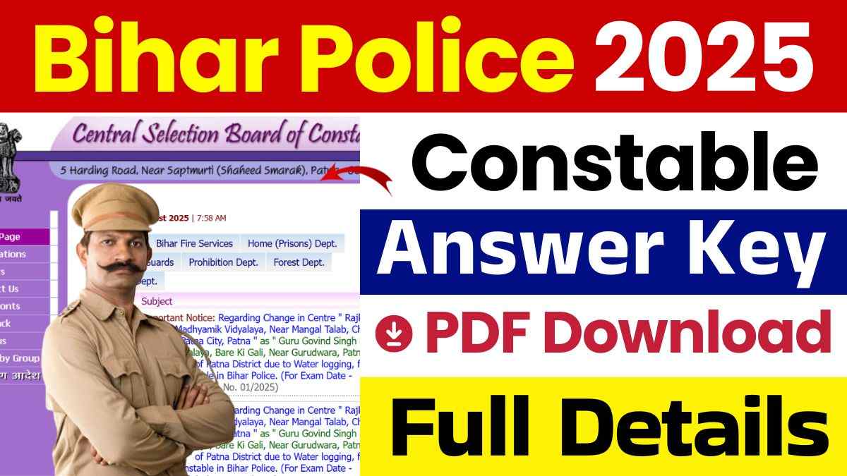 Bihar Police Constable Answer Key 2025